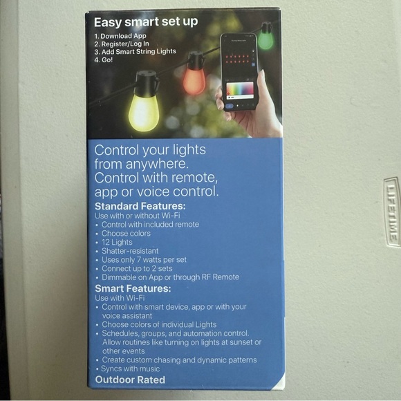 Feit Electric Smart LED String 12 Lights Color Changing - Multicolored 24ft - Picture 4 of 5